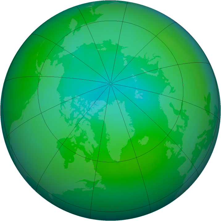 Arctic ozone map for August 2009